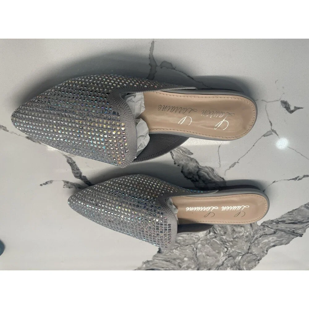 Lauren Lorraine Sharon Sandals Silver Size 8 Dressy Sparkle‎ Shoes NIB NEW